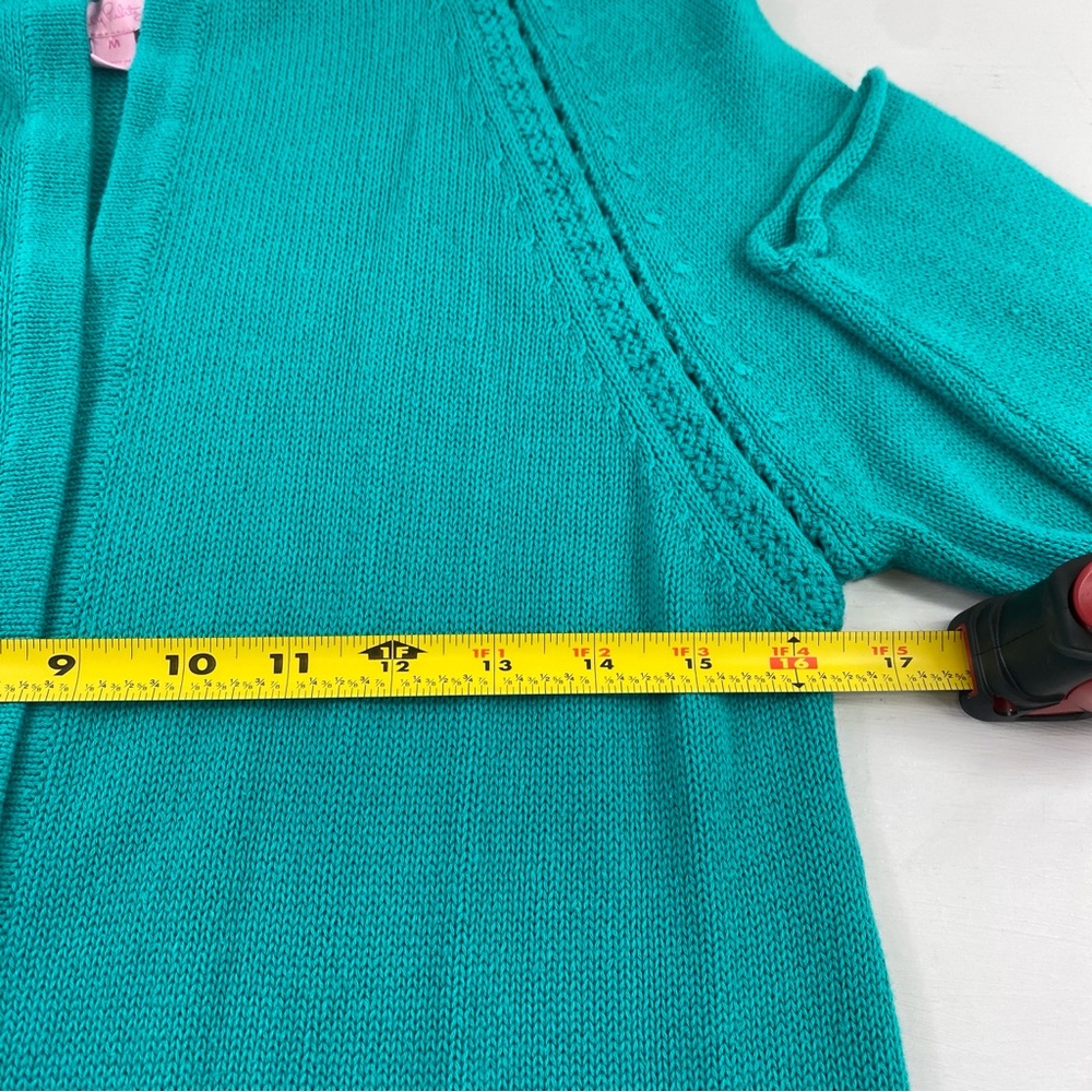 Lilly‎ Pulitzer Women’s Turquoise Fringe Open Front Longline Cardigan Sz M - Picture 12 of 13